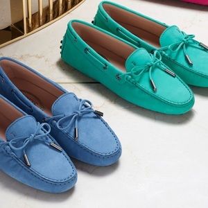 TODS heaven leather loafers in teal green color EU40